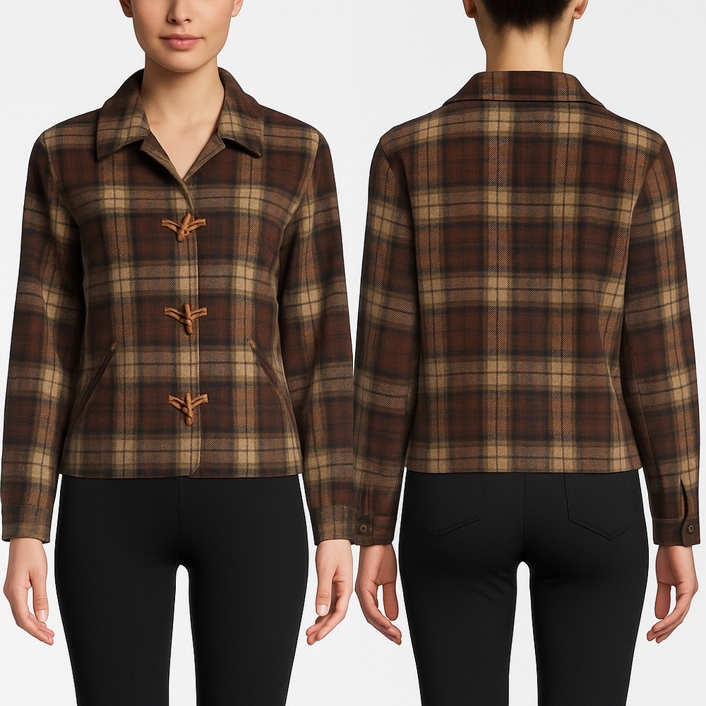 Multicolor Plaid Toggle Jacket - image 1